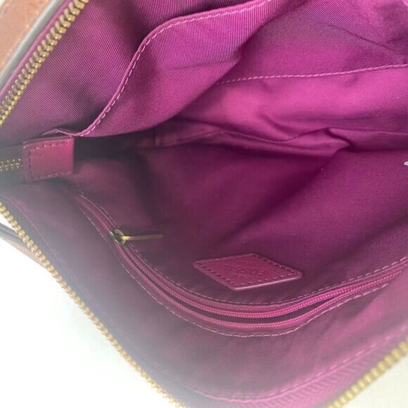Vintage FOSSIL Pink Leather Shoulder Crossbody casual Bag womens Used - Picture 12 of 15